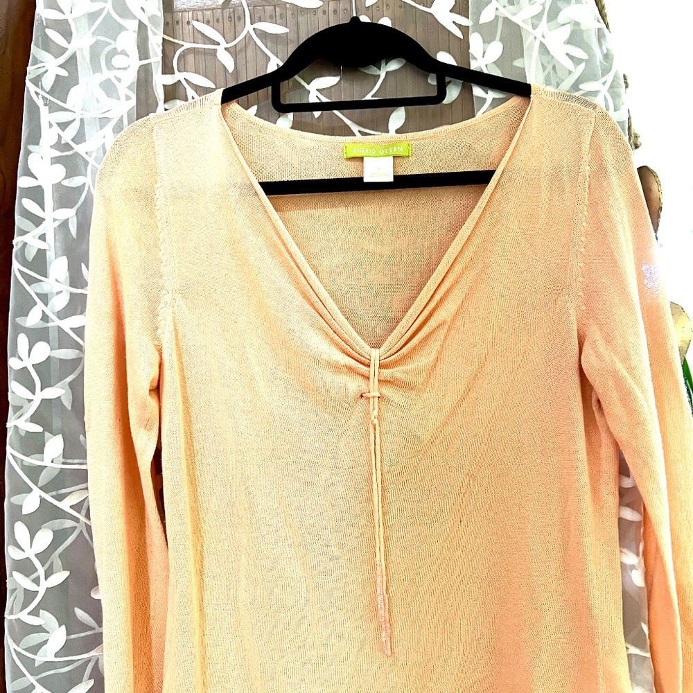 Sigrid Olsen V Neck long sleeves top Lightweight Sm